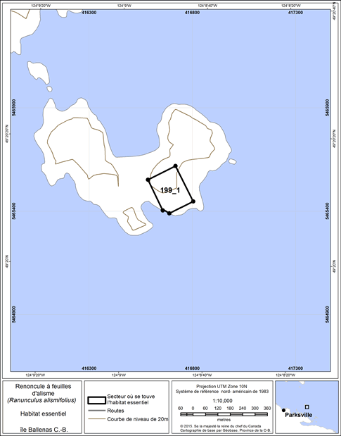Figure 17. Secteur où se trouve de l'habitat essentiel.