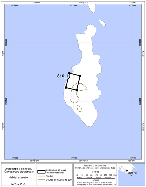 Figure 18. Secteur où se trouve de l'habitat essentiel.