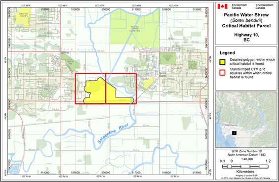 Map showing individual critical habitat locations.