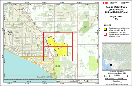 Map showing individual critical habitat locations.
