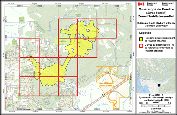 Cartes illustrant les emplacements individuels de l'habitat essentiel.