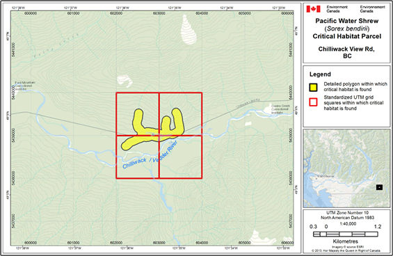 Map showing individual critical habitat locations.