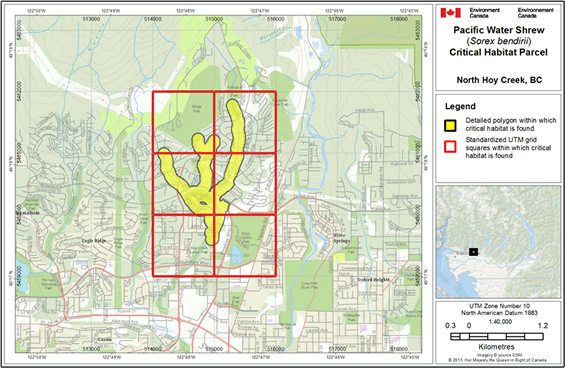 Map showing individual critical habitat locations.