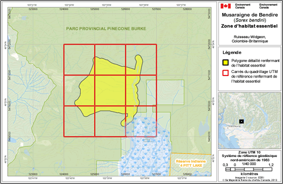 Cartes illustrant les emplacements individuels de l'habitat essentiel.