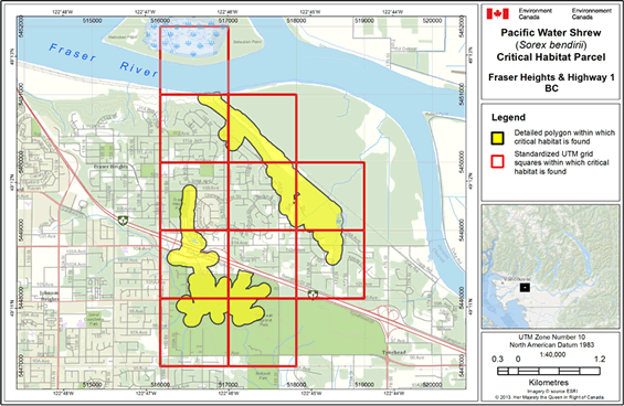 Map showing individual critical habitat locations.