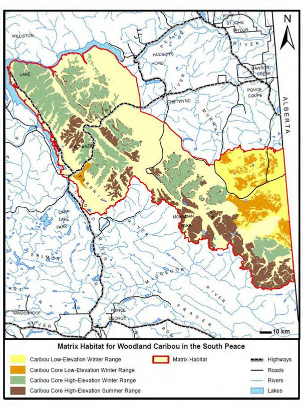 Map of BC Caribou (Central Group) (see long description below)