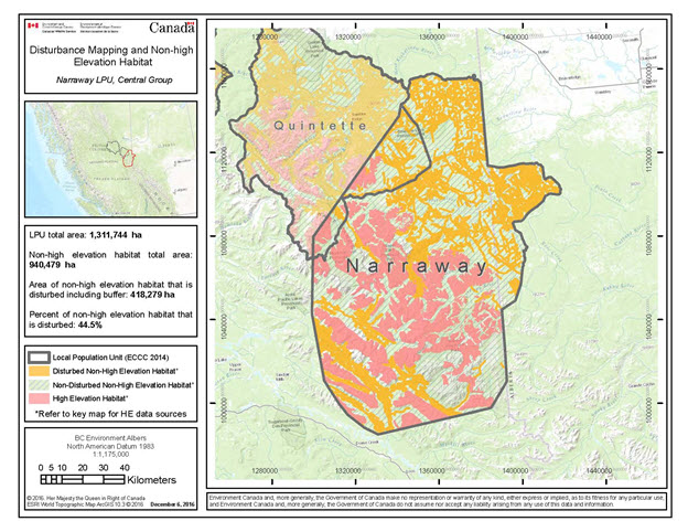 Map of distrubance (see long description below)