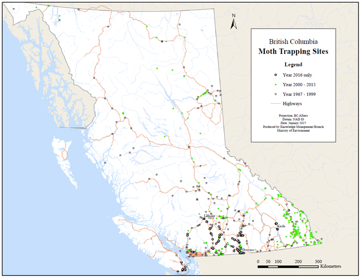 Search  sites for moths in BC.