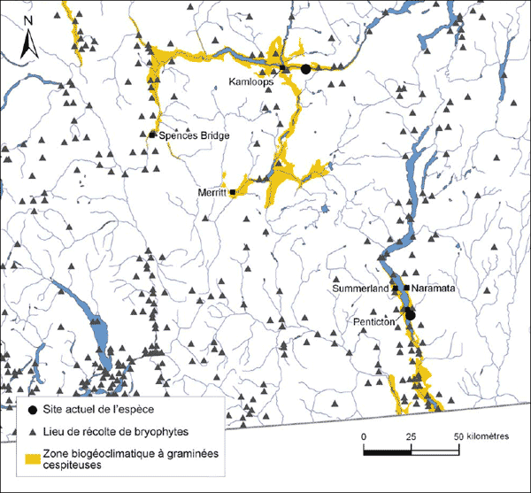 Répartition du Microbryum vlassovii au Canada et activités générales de récolte de bryophytes dans la zone biogéoclimatique à graminées cespiteuses.