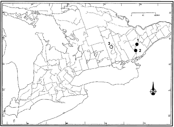 Figure 2.  Distribution of Potamogeton ogdenii in Canada