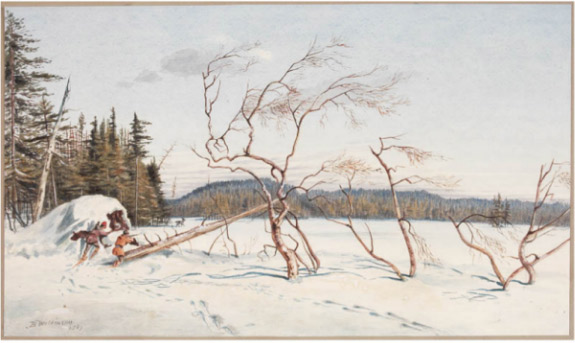 Cariboo Hunting, Lac au Lisle », œuvre de John B. Wilkinson, 1867