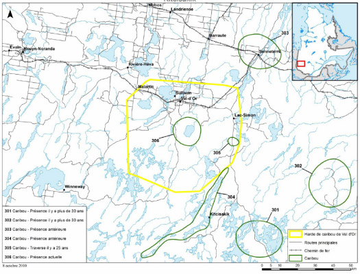 Cartographie des zones sensibles en lien avec le caribou - Kitcisakik.