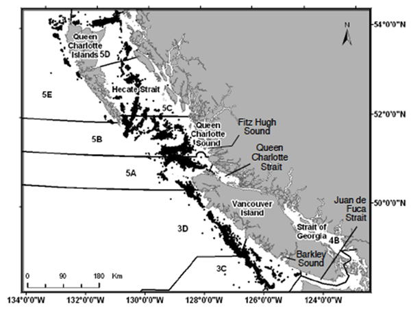 A chart of coastal BC waters