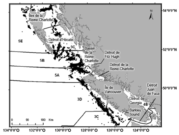 Carte des eaux côtières de la Colombie-Britannique