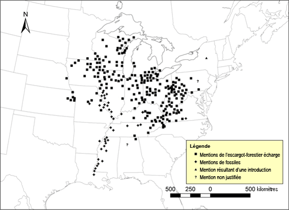 Aire de répartition mondiale de l’escargot-forestier écharge.