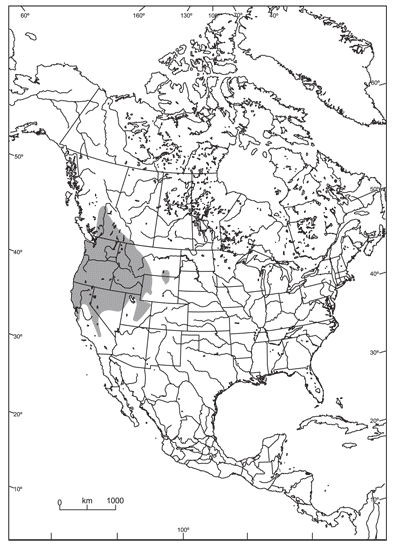 Figure 1.  Répartition du boa caoutchouc en Amérique du Nord (d’après Stewart, 1977; Gregory et Campbell, 1984)