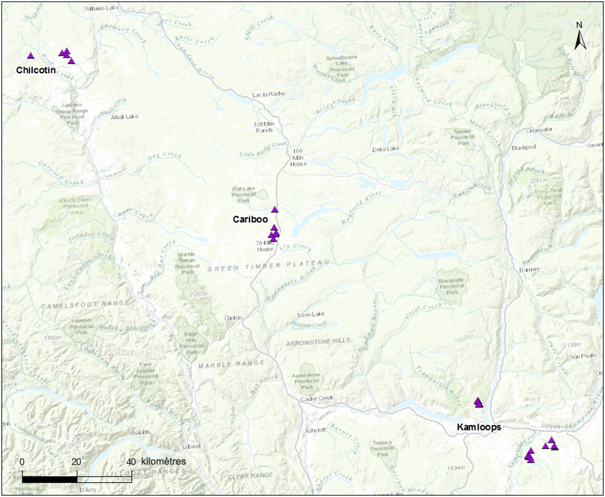 Relevés réalisés en Colombie­Britannique en  2015