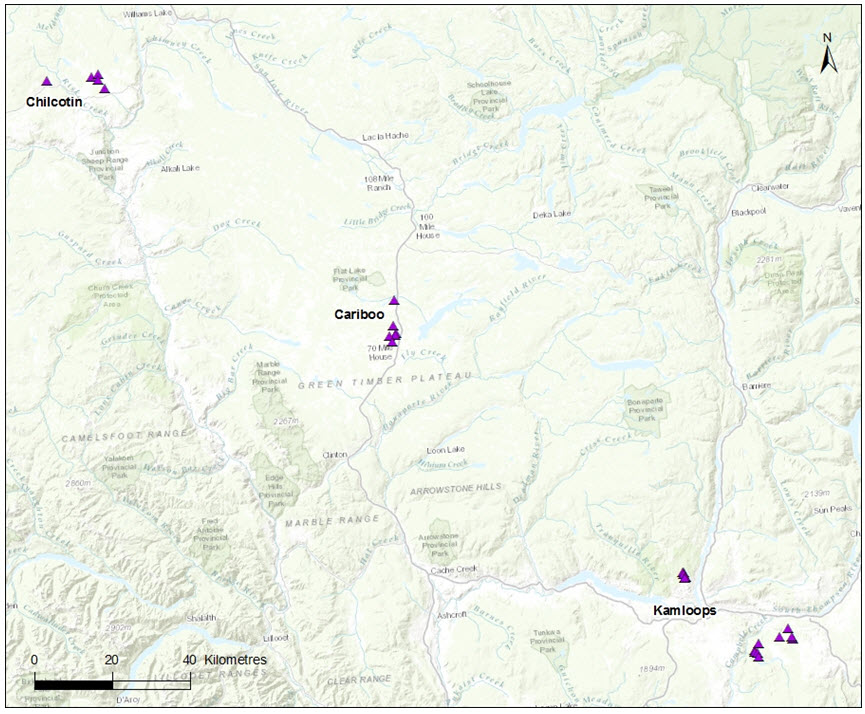 Negative  surveys for Rusty Cord-moss conducted in British Columbia in 2015