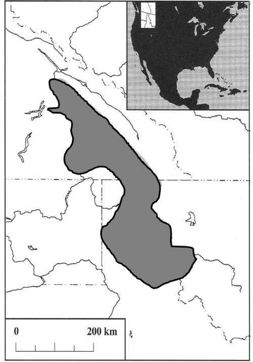 Coeur Alene Salamander distribution in Canada