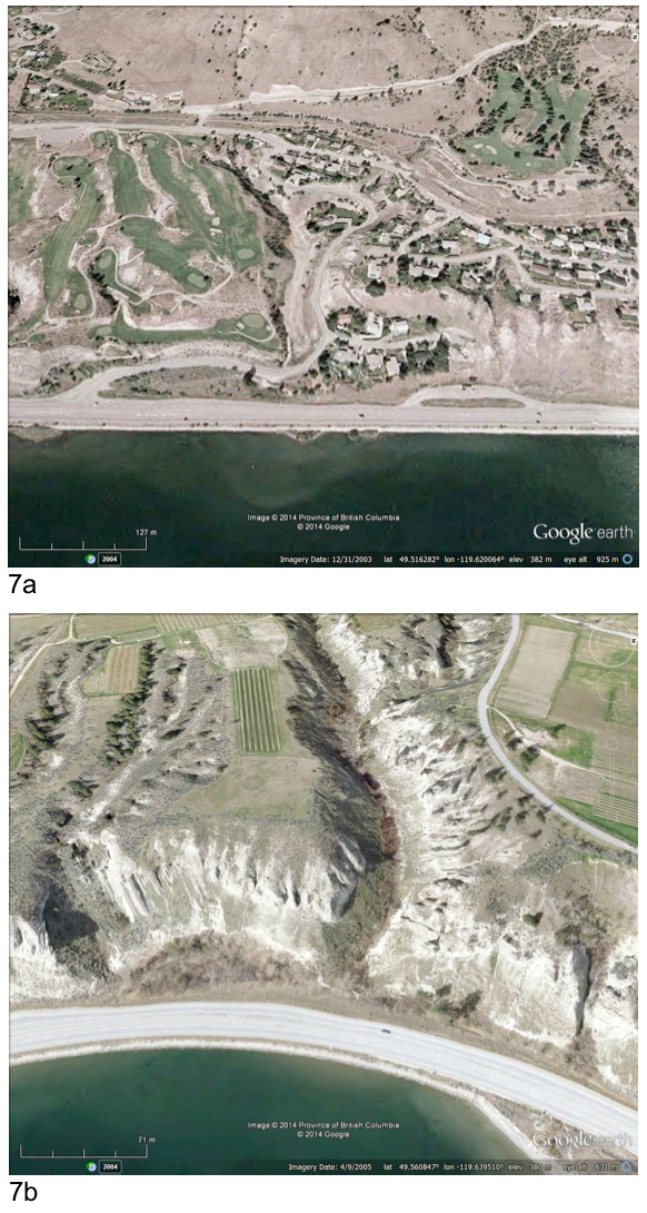 Two Google Earth images illustrating areas where sagebrush and grassland habitat