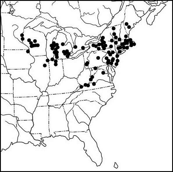 Figure 5. Aire de répartition de l’Erynnis persius persius en Amérique du Nord, d’après NatureServe Explorer (2001), Opler et al. (1995) et Burns (1964).
