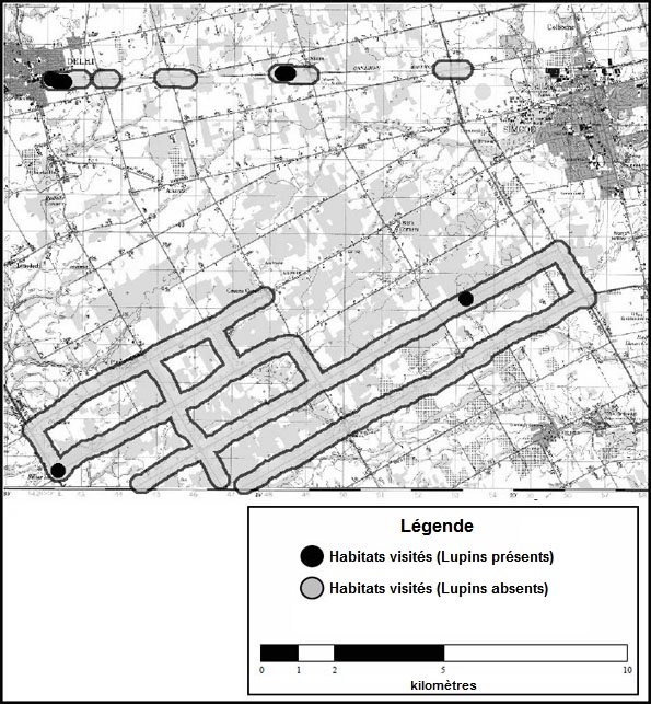 Figure A2. Emplacement des relevés effectués dans le comté de Norfolk.
