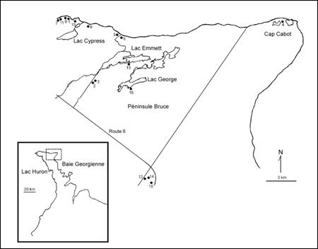 Figure 2. Populations d’Hymenoxys herbacea de la péninsule Bruce, en Ontario.