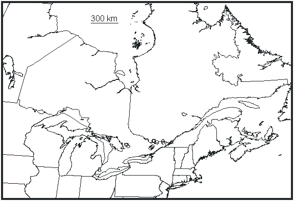 Canadian distribution of the margined madtom, Noturus insignis