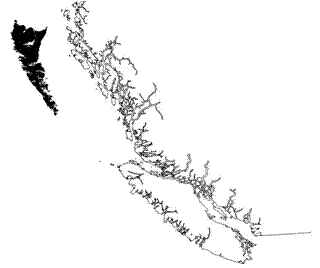 Figure 3. Distribution of Aegolius acadicus brooksi (Queen Charlotte Islandsin black).