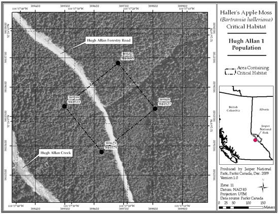 Figure 8: Location of critical habitat at Hugh Allan 1, British Columbia (parcel 689_7). (See long description below)