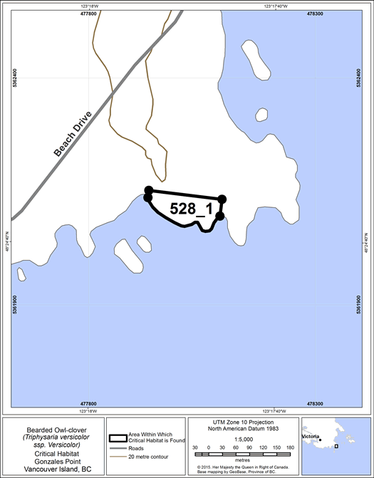 Figure 11: area within which critical habitat is found.