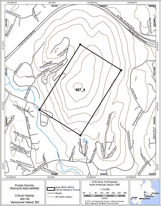 Figure 33: area within which critical habitat is found.
