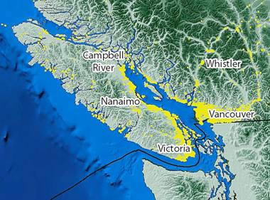 Map shows human population density.