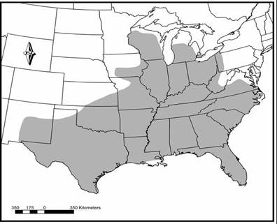 Map: Global distribution of Warmouth. See preceding paragraph for details.