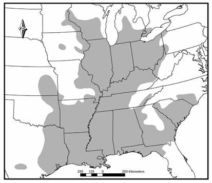 Map: Global range of the Spotted Sucker. See preceding paragraph for details.
