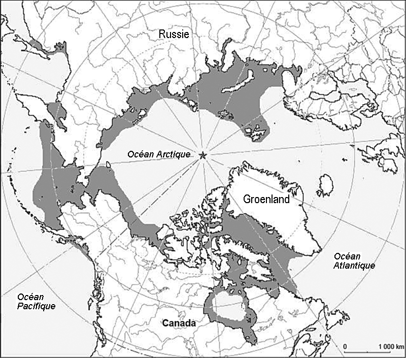 Aire de répartition mondiale du béluga