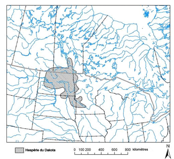 Carte de l’aire de répartition mondiale actuelle de l’hespérie 