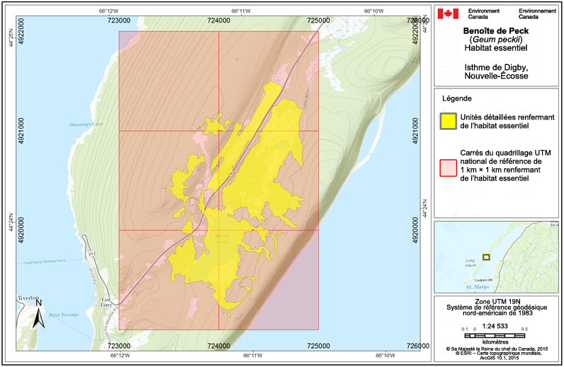 Limites de l'unité d'habitat essentiel de l'isthme de Digby
