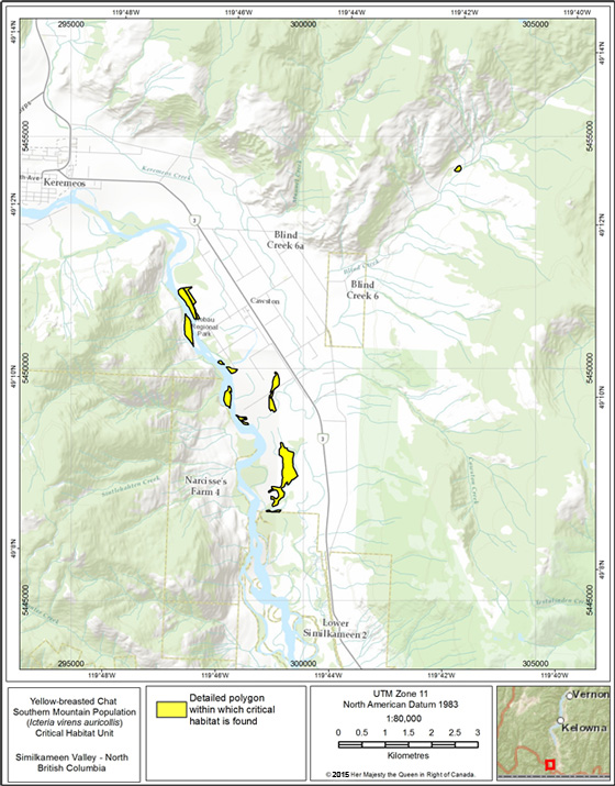 Critical habitat for Yellow-breasted Chat at Similkameen Valley - North, B.C.