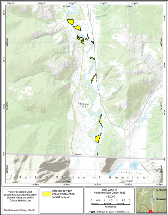 Critical habitat for Yellow-breasted Chat at Similkameen Valley - South, B.C.