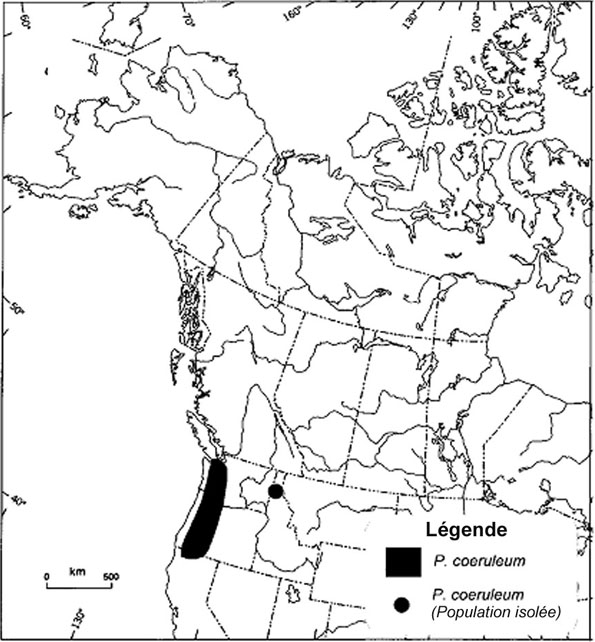 Figure 2 : Répartition du <em>Prophysaon cœruleum en Amérique du Nord.