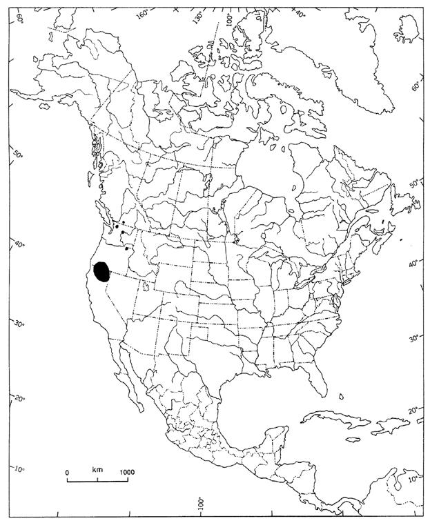 Figure 2. Répartition du Polystichum lemmonii en Amérique du Nord.