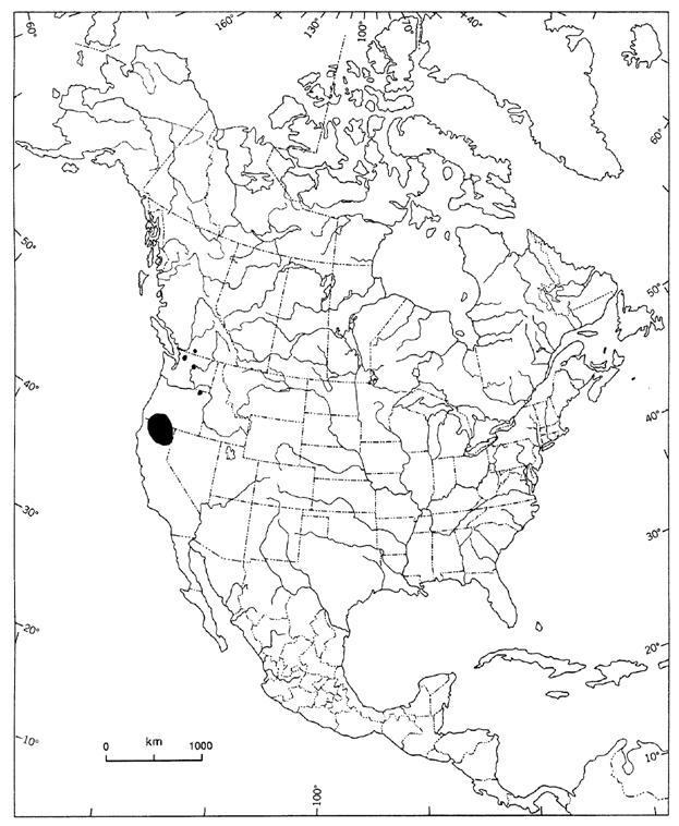 Figure&nbsp;2. Répartition du Polystichum lemmonii en Amérique du Nord.