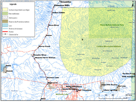 Carte illustrant les multiples hardes de caribous présentes en Alberta.