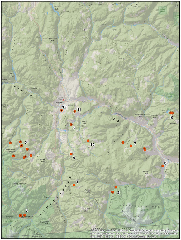 Sonora Skipper distribution,  subpopulations (numbers) and sites of in British Columbia