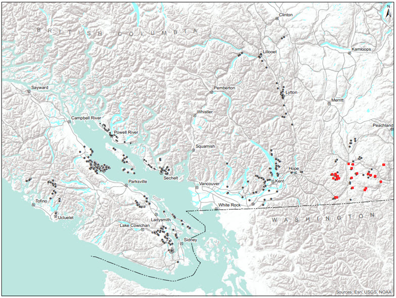 Butterfly search  effort from 2009 – 2015 during the flight period for the Sonora Skipper