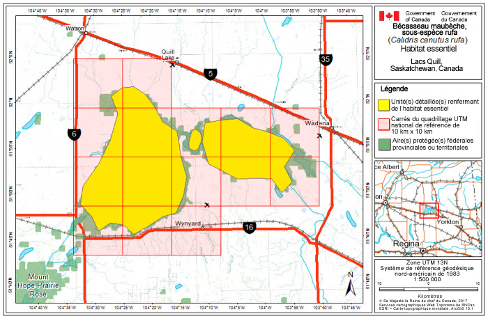 Carte de la région de Quill Lakes, Saskatchewan
