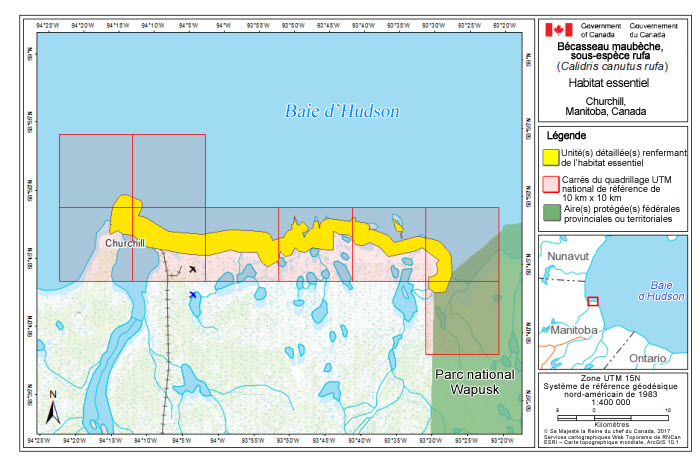 Carte de la région de Churchill sur la baie d'Hudson