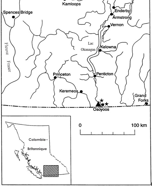 La figure 2 est une carte de la distribution du rotala rameux dans le sud de la Colombie-Britannique.