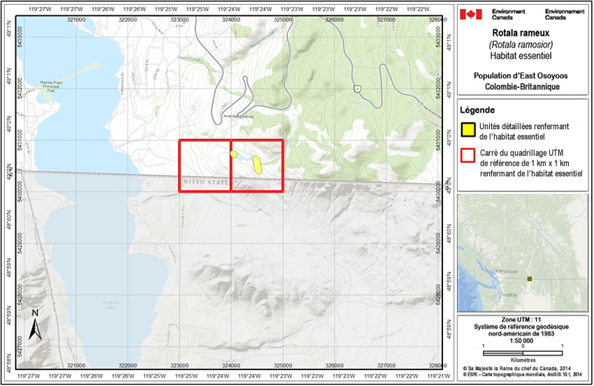 La figure A1 est une carte de l'habitat essentiel de la population d'East Osoyoos.
